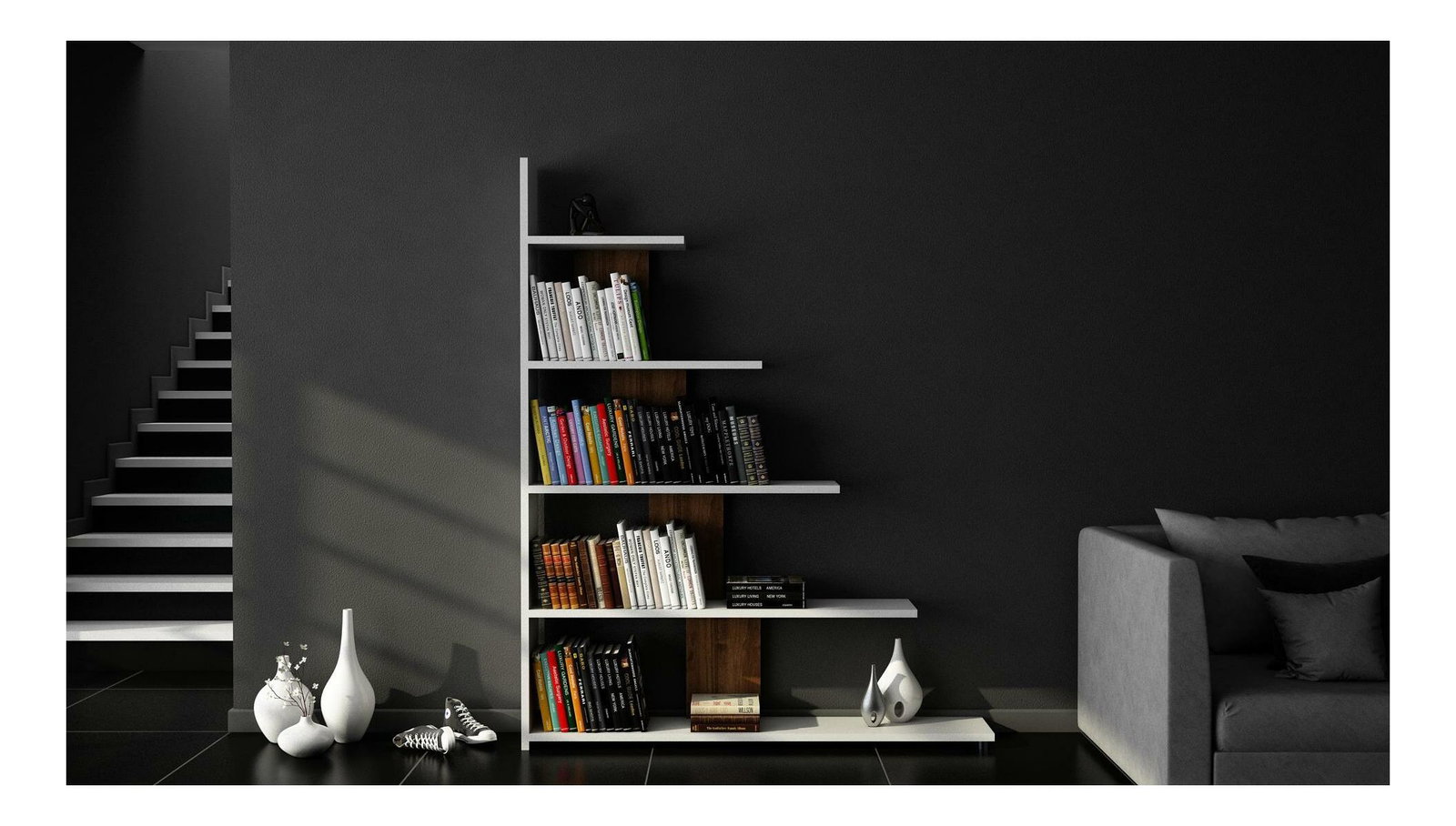 Regál Ross (bílá + ořech)