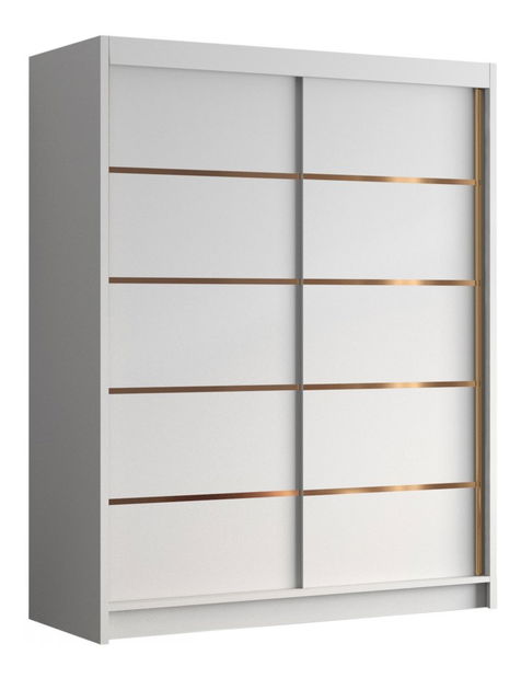 Šatní skříň s posuvnými dveřmi Hyzron IV 150 (bílá + černá + zlatá)