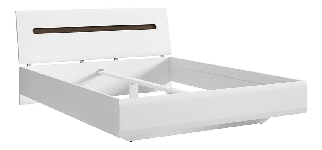 Manželská postel 160 cm BRW Azteca Trio LOZ/160 (bílá + lesk bílý)