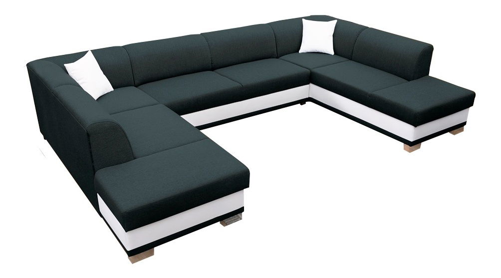 Rohová sedací souprava U Darcia (černá + bílá) (L)