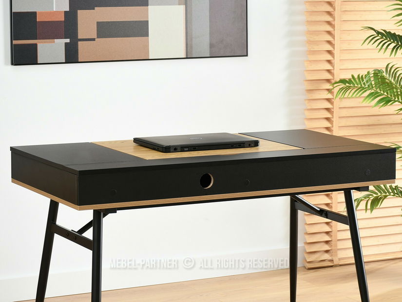 PC stolek Baiden (dub černý + černá)