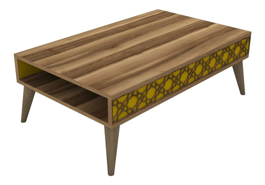 Konferenční stolek Clementine 1 (ořech + žlutá)