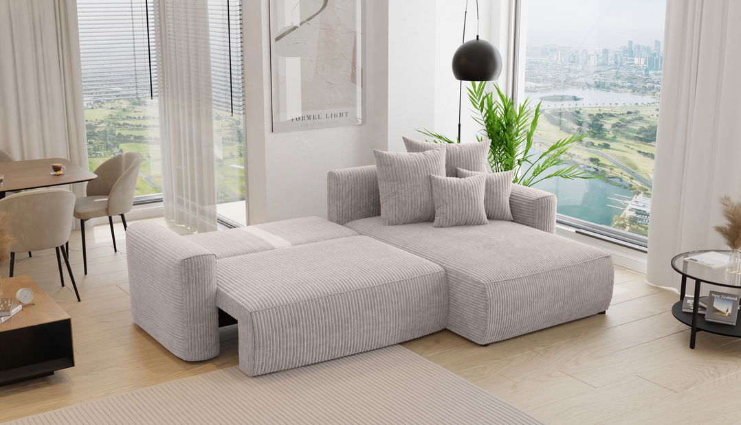 Rohová sedačka Baria (P) (světlohnědá)