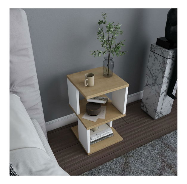 Noční stolek Caramello (dub + bílá)