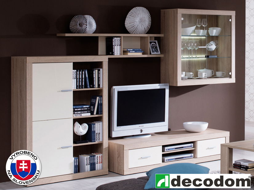 Obývací stěna Decodom Nicola K51 dub řezaný bardolino + lesk vanilka