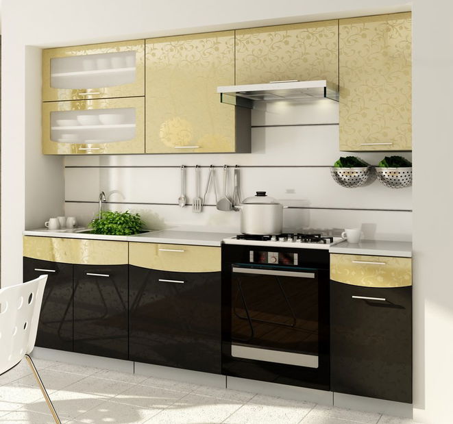 Kuchyně Smile 240 cm (zlatá + černá)