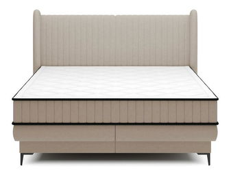 Manželská kontinentální postel 140 cm Dalmo 140 (s roštem) (s úl. prostorem) (béžová střední + černá)