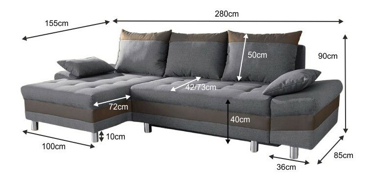 Rohová sedací souprava Peos šedá + cappucino (L)