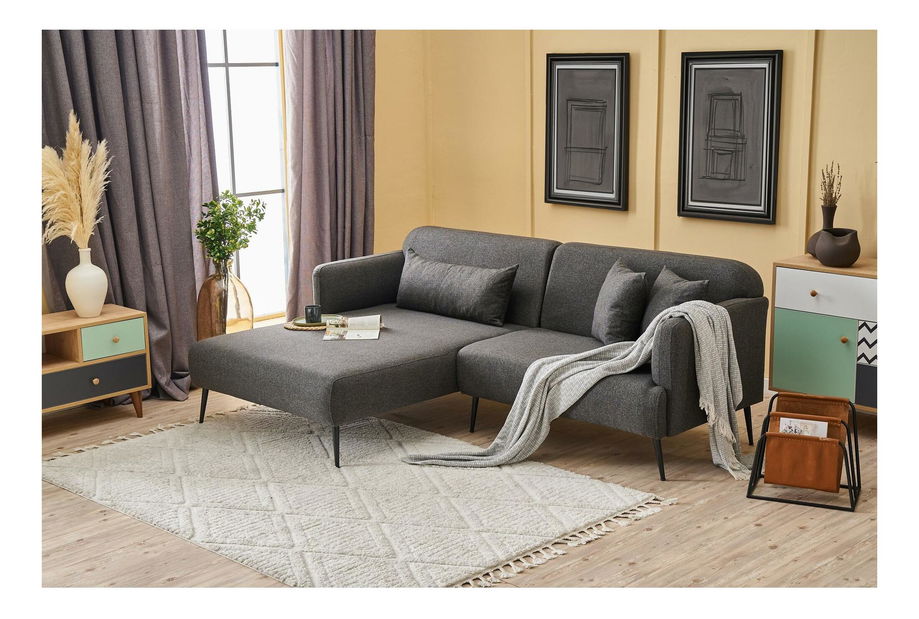 Rohová sedačka Revosatta (L) (antracit + černá)