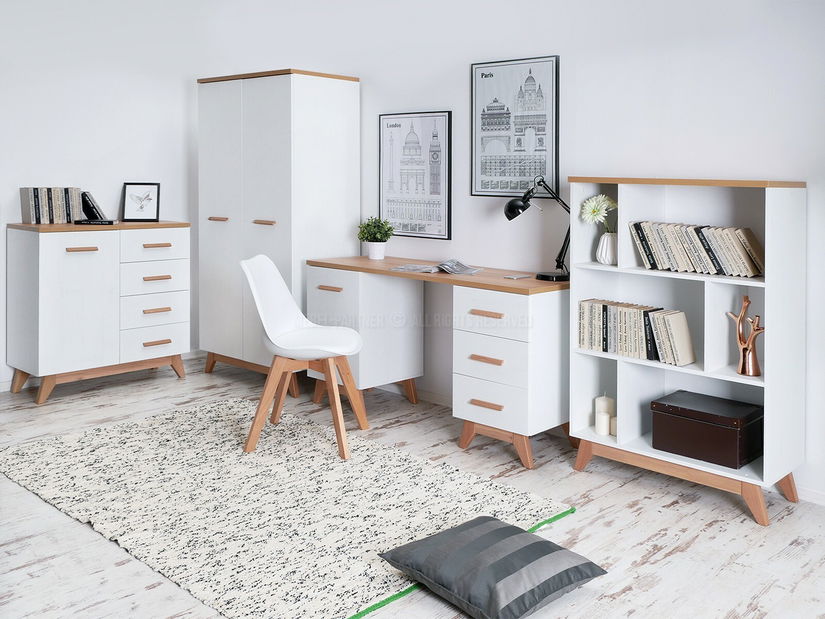 PC stolek Balones BG12 (bílá + dub)