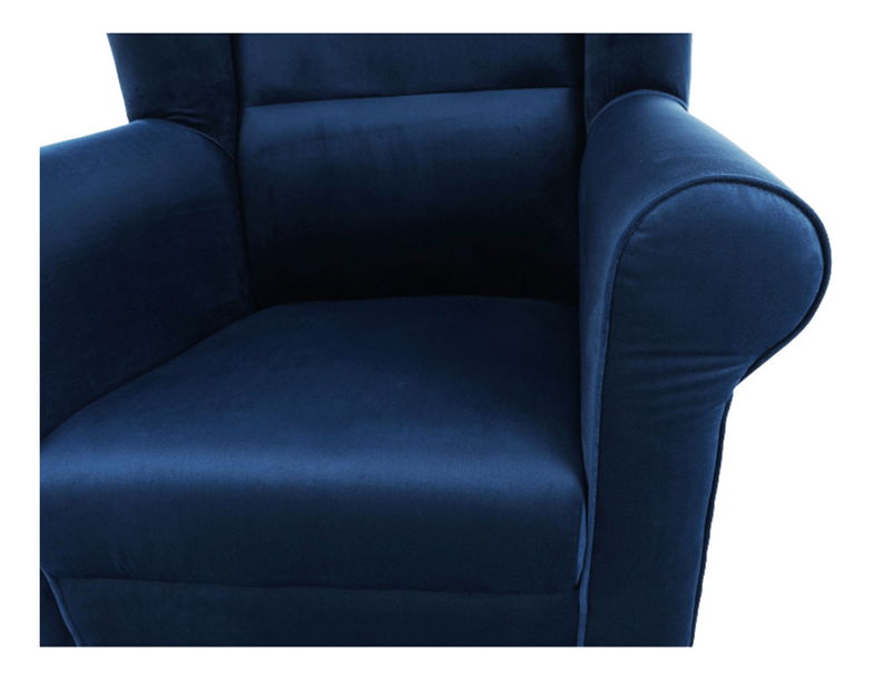 Křeslo ušák s taburetem Aevo (modrá)