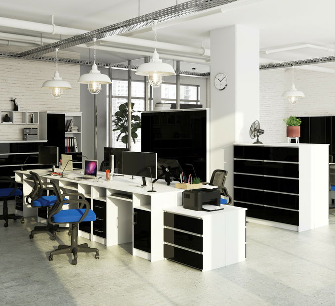 Regál Rehana II (bílá + černý lesk)