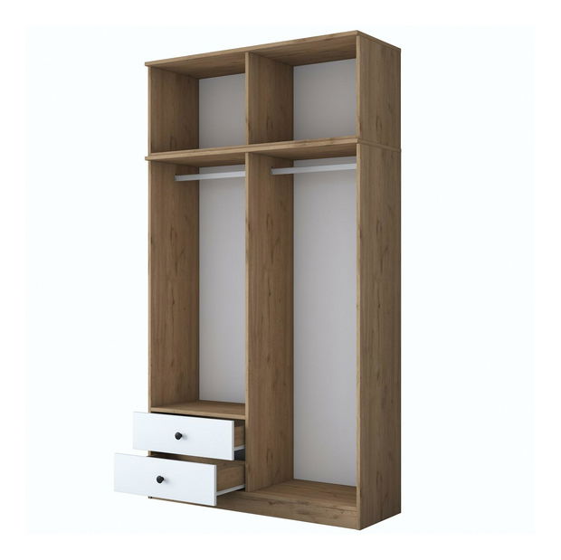 Šatní skříň Bastet 121 (ořech + bílá)