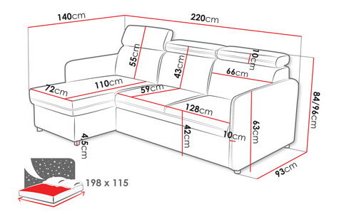 Rohová sedačka Nevoros Mini (šedá) (s úl. prostorem)