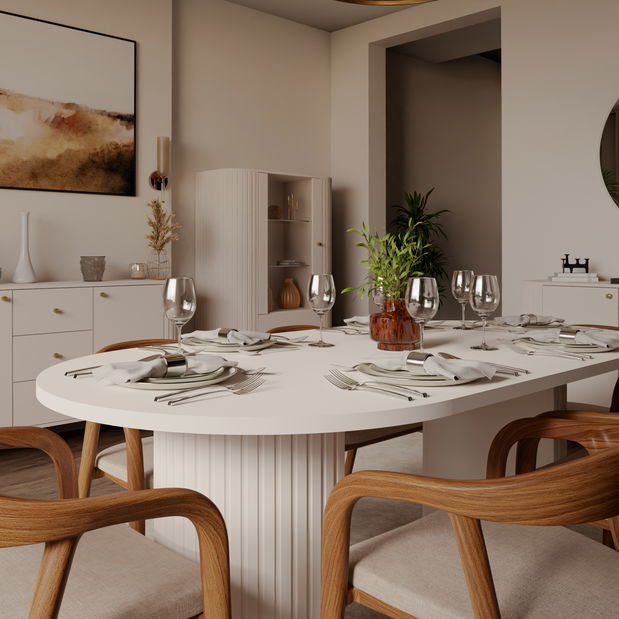 Rozkládací jídelní stůl Ovalina (béžová písková)