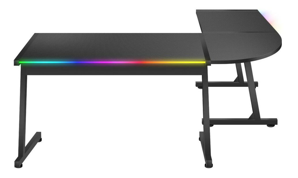 Rohový PC stolek Hyperion 6.0 (černá + vícebarevná) (s LED osvětlením)