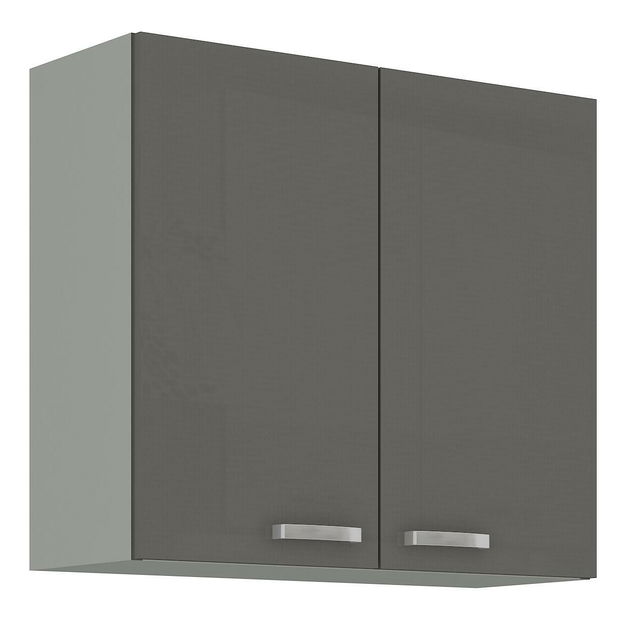 Horní kuchyňská skříňka Gonir 80 G-72 2F (korpus: šedá + fronta: lesk šedý)