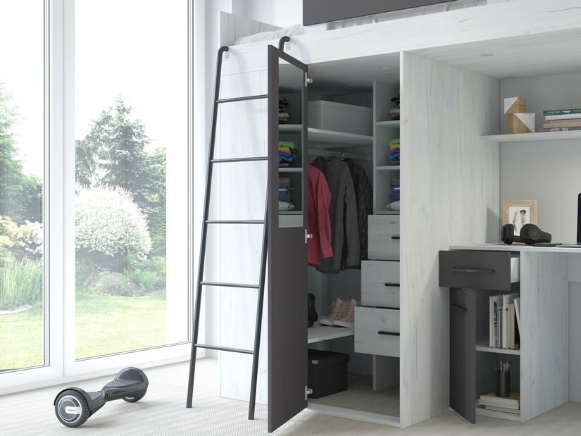 Patrová postel 90 cm Vivian (L) (s roštem) (dub craft + grafit)