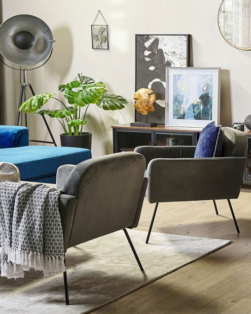 Křeslo NORK (samet) (šedá)