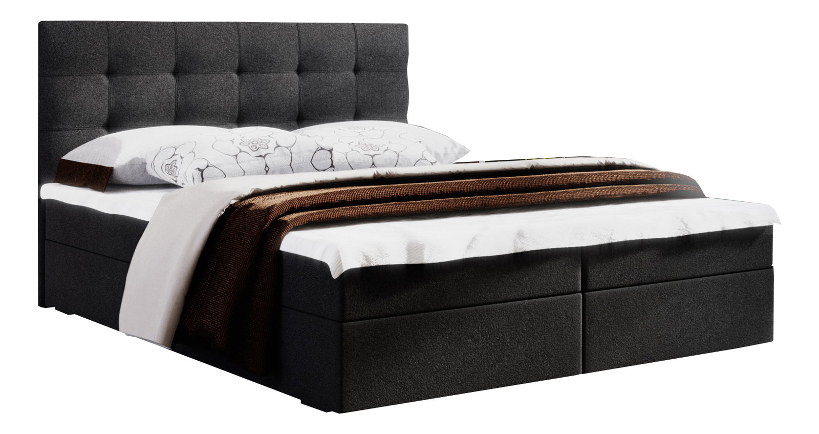 Manželská postel Boxspring 140 cm Fade 2 (černá) (s matrací a úložným prostorem)