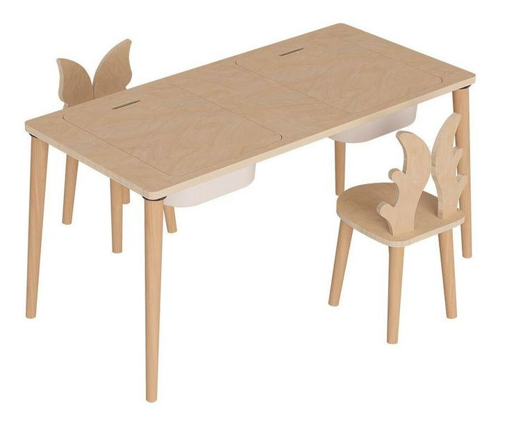 Dětský kreativní stolek se 2 židlemi Tevenko 1 (bříza)