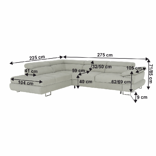 Rohová sedací souprava Bjorn (L) (světle šedá)
