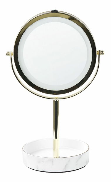 Kosmetické zrcadlo Shevaun (zlatá + bílá) (s LED osvětlením)