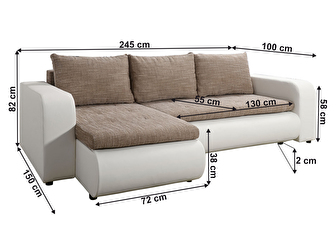 Rozkládací sedací souprava Bistran (bílá + hnědá) (L) 