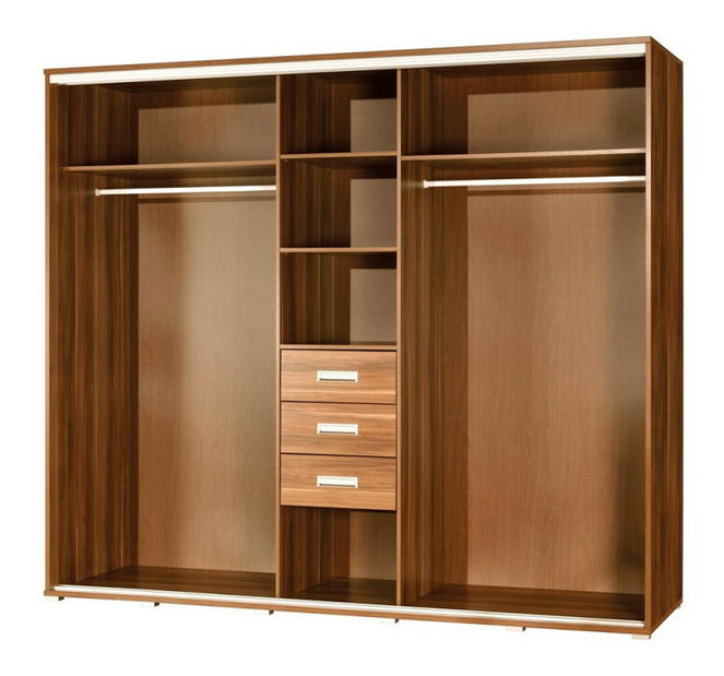 Šatní skříň s posuvnými dveřmi Peldon 255 (dub catania) (se zrcadlem)