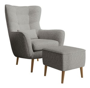 Křeslo s podnožkou Veneza VZ2 (šedá + buk)