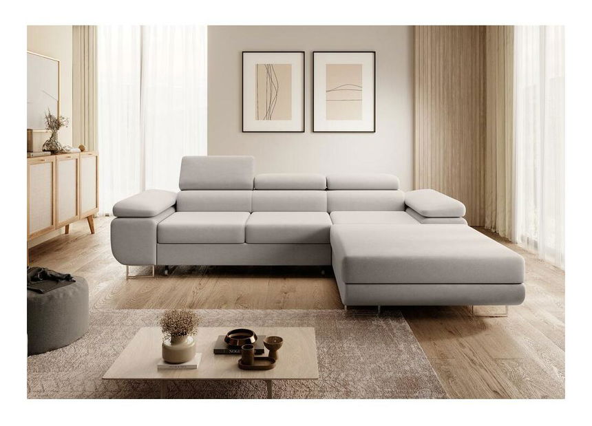 Rohová sedací souprava Grande (P) (bílá + chromová)