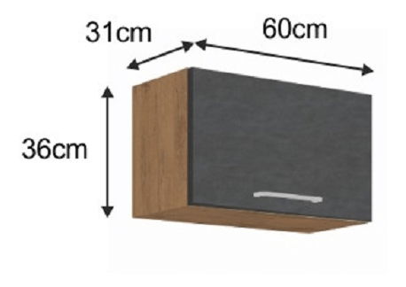 Horní kuchyňská skříňka 60 GU-36 1F Velaga (šedá matná + dub lancelot)