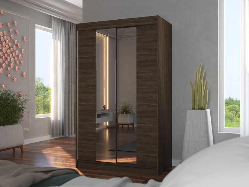 Šatní skříň Madio (choco) (se zrcadlem)