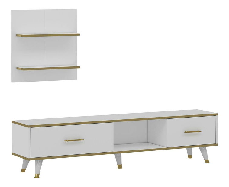 Obývací stěna Mevala 2 (bílá + zlatá)