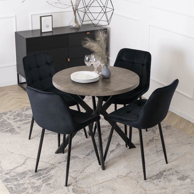 Rozkládací jídelní stůl Desistir (beton + černá) (pro 4-8 osob)