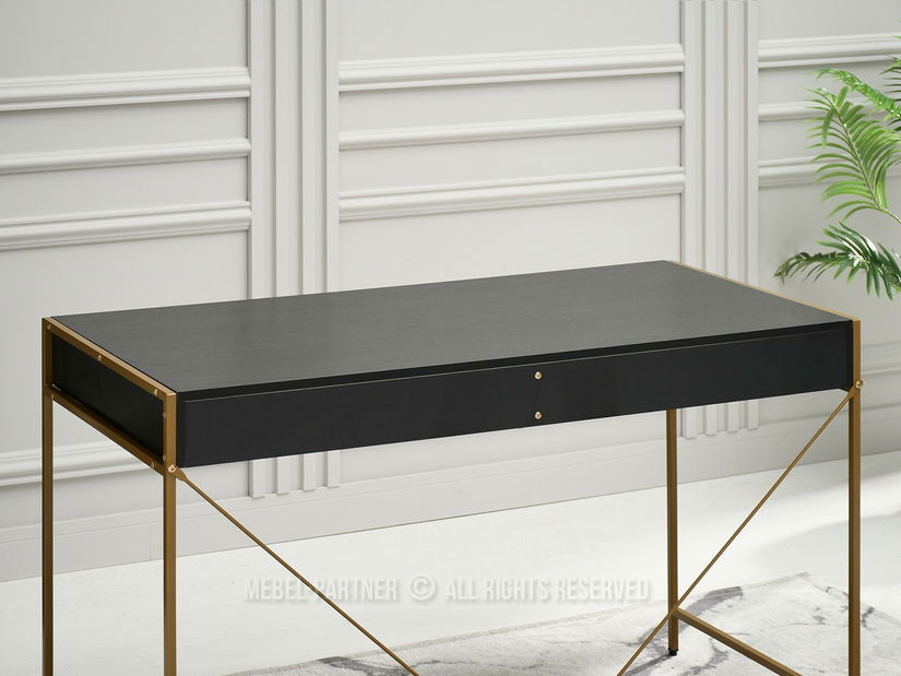 PC stolek Unica (černé dřevo + zlatá)