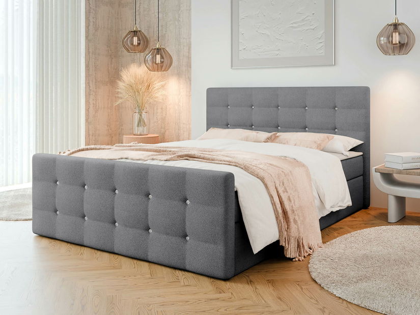 Manželská postel 180 cm Aqua (šedá) (s roštem, matrací a úl. prostorem)