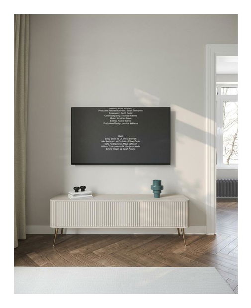 TV skříňka/stolek Oglio O5 (šedobéžová + zlatá)