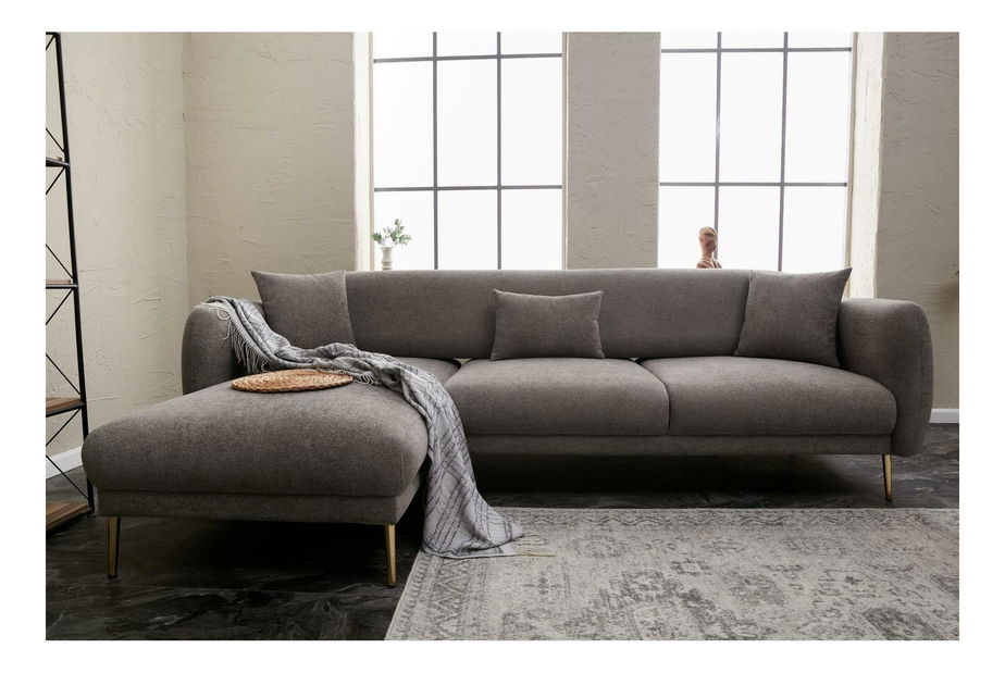 Rohová sedačka Simeon (L) (šedá + zlatá)