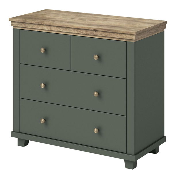 Komoda Elvina S ZJU27 (zelená + dub lefkas tmavý)