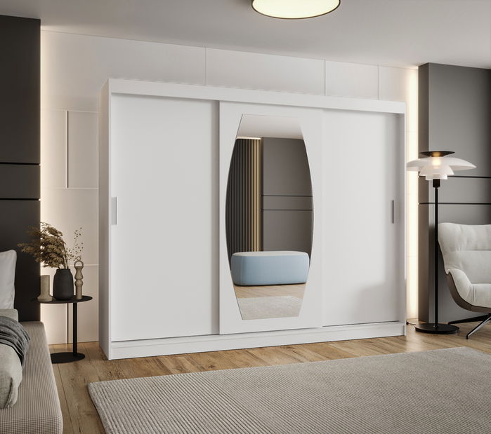 Šatní skříň 250 cm Rosaria (bílá)