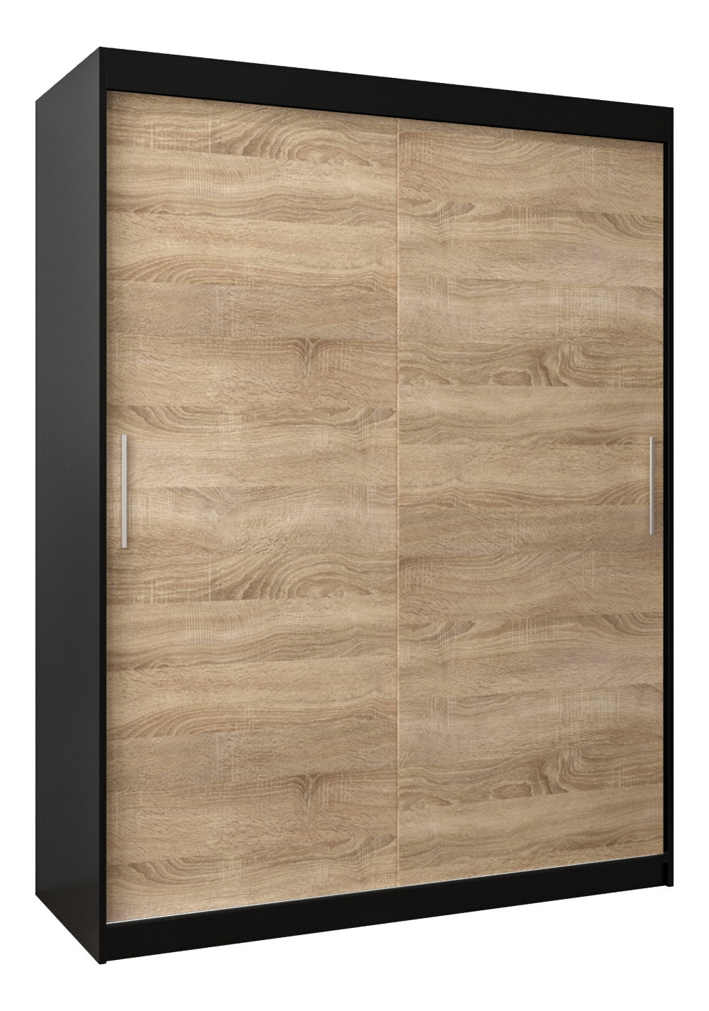 Šatní skříň 150 cm Toki (Černá matná + Dub sonoma)