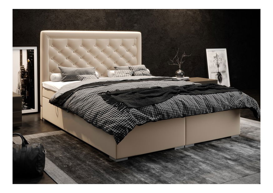 Boxspring postel 180 cm Gllamy (černá ekokůže) (s úložným prostorem)