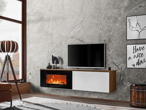 Tv stolek/skříňka Dalton (dub sterling + bílá matná) (s elektrickým krbem)