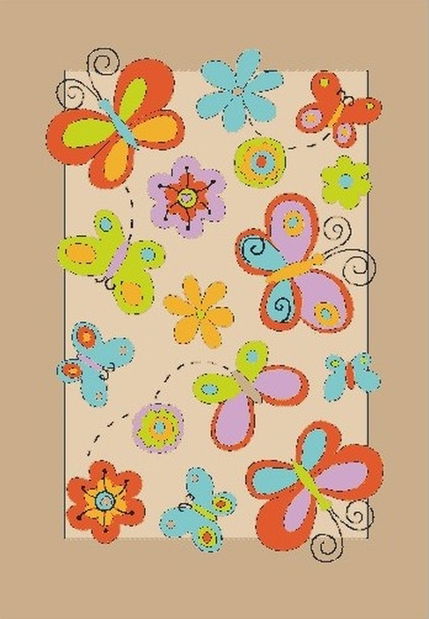 Ručně všívaný koberec (tuftovaný) Bakero Kids Butterfly Beige