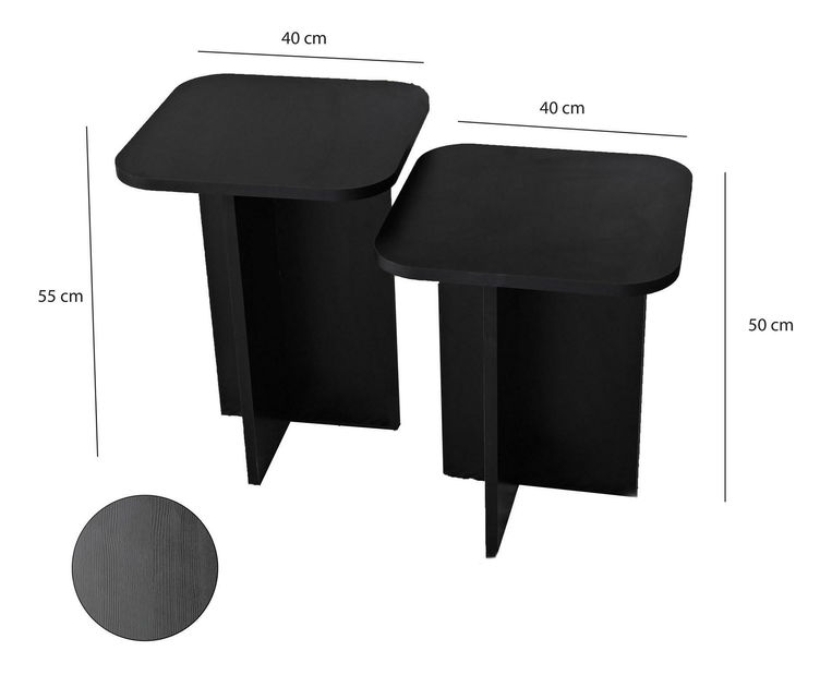 Set 2ks. příručních stolků Diveta (černá)