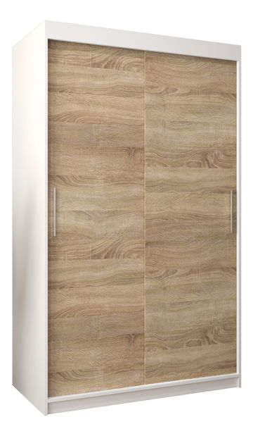 Šatní skříň 120 cm Toki (Bílá matná + Dub sonoma)