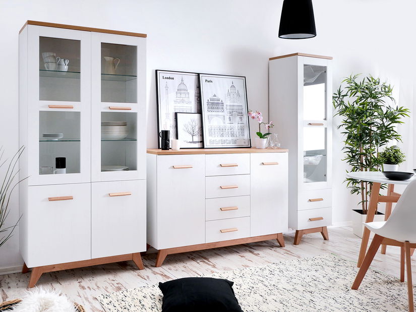 Vitrína Balones BG03 (bílá + dub)