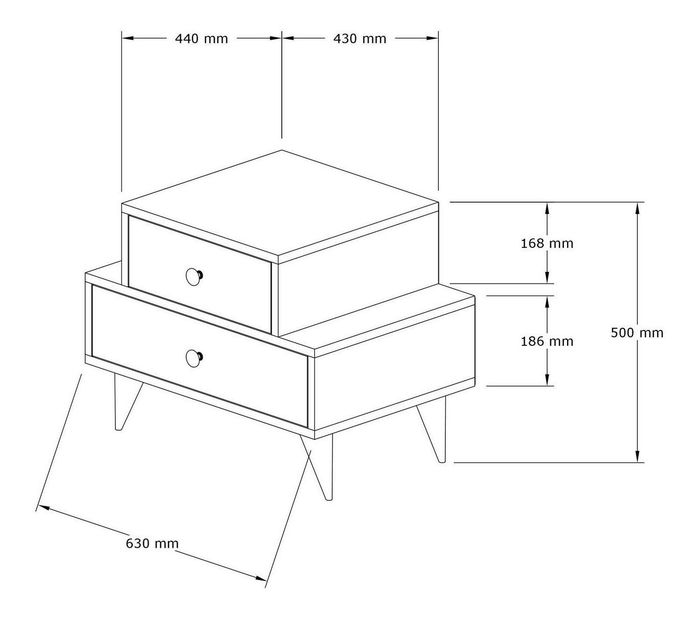Noční stolek Tukopa 2 (bílá + ořech)