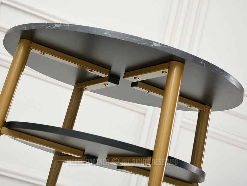 Konferenční stolek Randolf S (černý mramor + zlatá)